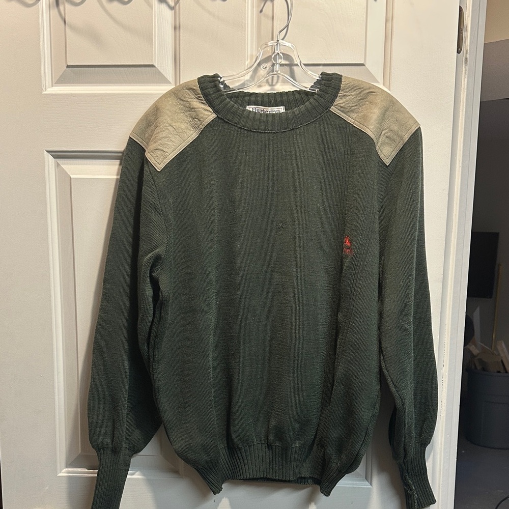 Burberry Green Sweater with Beige Shoulders